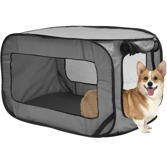 Foldable Pop-Up Dog Travel Crate Soft-Sided Pet Carrier Tent for Small Dogs & Cats