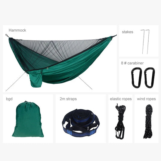 Outdoor Camping Hammock with Mosquito Net – 290x140cm Travel Swing Bed
