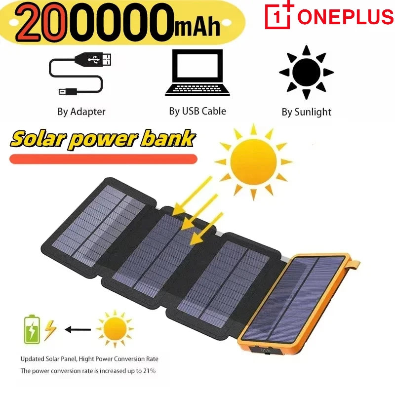 Load image into Gallery viewer, 200000mAh Solar Power Bank | Foldable Panel Fast Charging | Waterproof Outdoor Camping Battery
