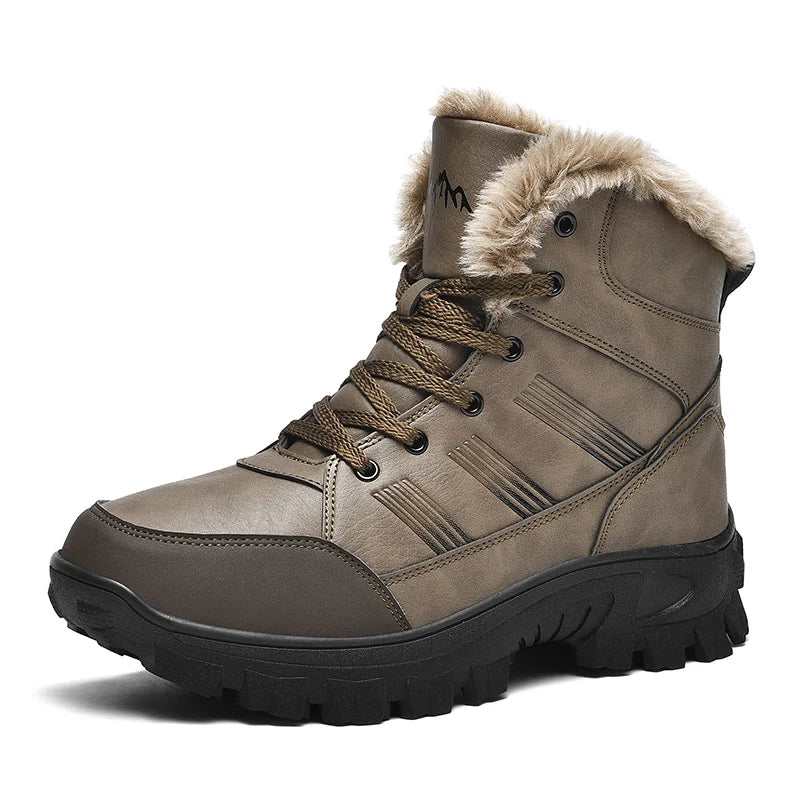 Load image into Gallery viewer, HIKEUP Winter Boots Men Cotton Shoes High Top Snow Boots Outdoor Hiking Shoes Men Waterproof Combat Military Boots Plus Size
