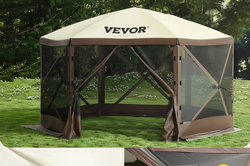 Load image into Gallery viewer, Vevor gazebo with large tent coverage in a garden setting, featuring 300D Oxford fabric and B3 Gauze netting.
