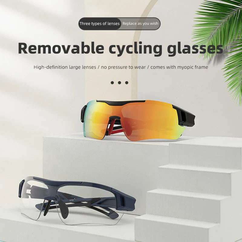 Load image into Gallery viewer, ROCKBROS 3-Lens Polarized Cycling Glasses – Lightweight Sports Eyewear for Men and Women
