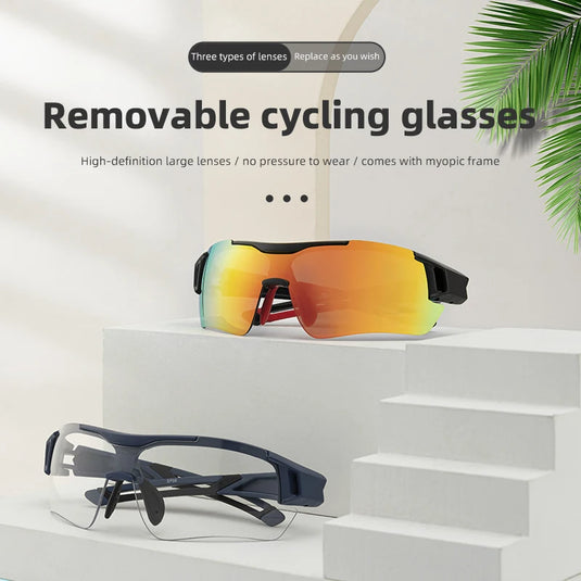 ROCKBROS 3-Lens Polarized Cycling Glasses – Lightweight Sports Eyewear for Men and Women