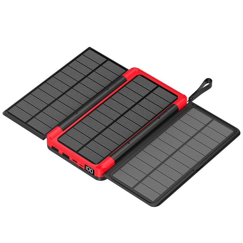 Load image into Gallery viewer, 20000mAh Solar Power Bank | Qi Wireless Charger | 3-Panel Folding Powerbank with Flashlight
