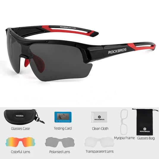 ROCKBROS 3-Lens Polarized Cycling Glasses – Lightweight Sports Eyewear for Men and Women