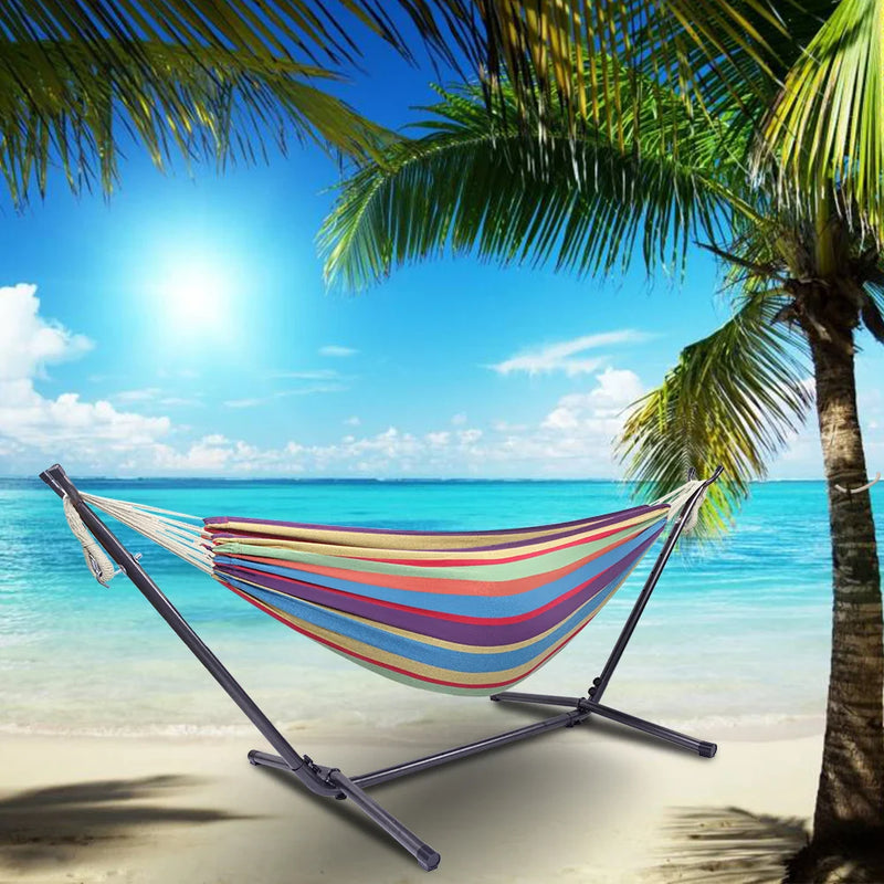 Load image into Gallery viewer, Free shipping Hammock &amp; Steel Frame Stand Swing Chair Home/Outdoor Backyard Garden Camp Sleep YJ
