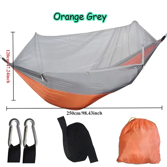 250×120cm Camping Hammock with Mosquito Net – Lightweight, Breathable, and Insect-Proof Parachute Fabric Hammock