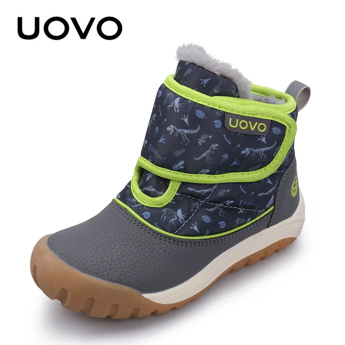 UOVO 2024 Snow Boots Kids Winter Footwear Boys and Girls Fashion Warm Shoes Toddler Size #24-33