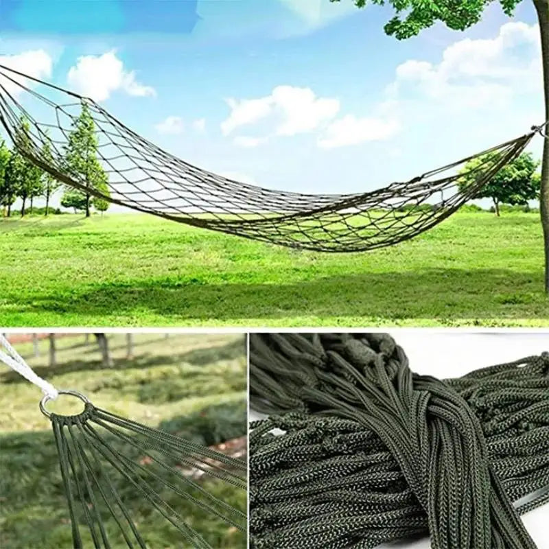 Load image into Gallery viewer, 2025 Portable Outdoor Sport Hammock – Lightweight Nylon Mesh Hanging Bed for Camping, Garden, Beach, or Travel
