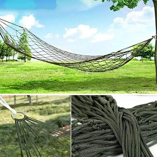 2025 Portable Outdoor Sport Hammock – Lightweight Nylon Mesh Hanging Bed for Camping, Garden, Beach, or Travel