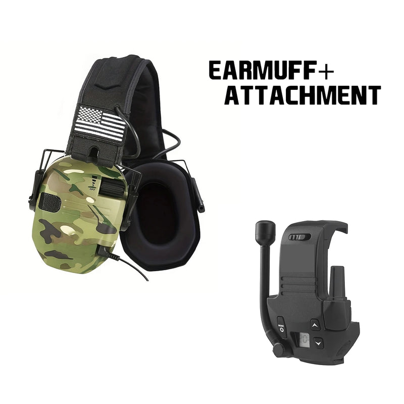 Load image into Gallery viewer, Walkie Talkie Attachment - 22 Channels 3 Miles Range Distance Voice-Activated Handsfree Communication for Shooting earmuffs
