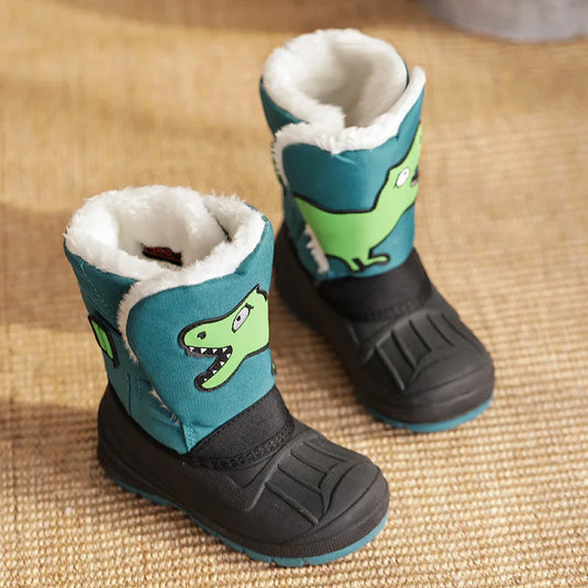 Winter Children Snow Boots Girls High-top Princess Boots Boys Anti-kick Thicken Cotton Shoes Baby Soft Waterproof Cartoon Boots