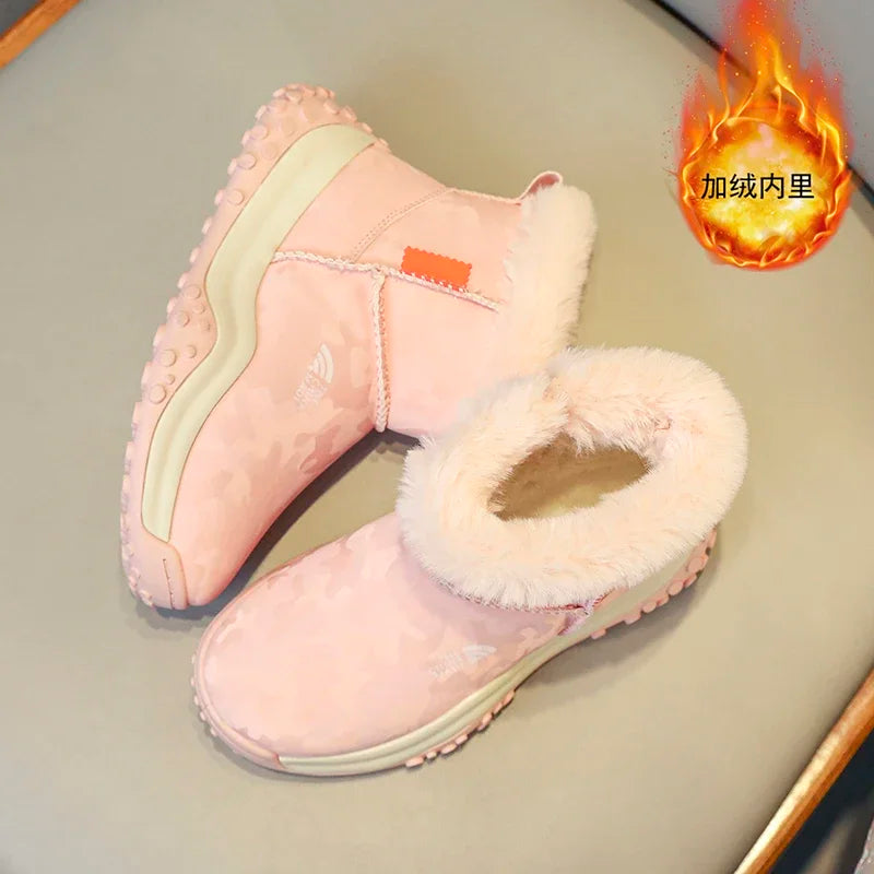 Load image into Gallery viewer, Furry Children Snow Boots Fashion Camouflage Girl Boy Velvet Thickened Non-slip Wear-resistant Elastic Comfort Child Cotton Shoe

