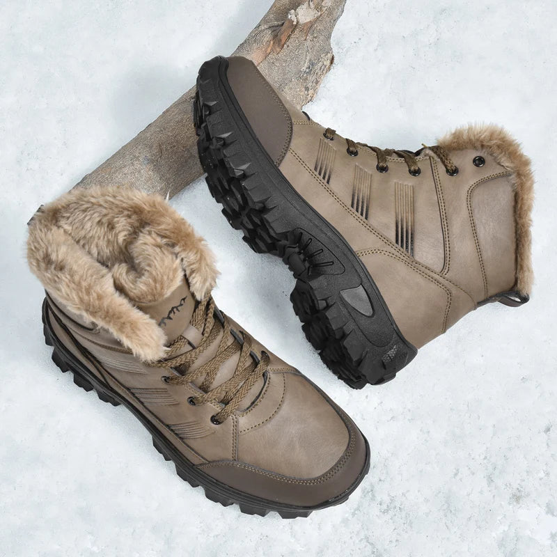 Load image into Gallery viewer, HIKEUP Winter Boots Men Cotton Shoes High Top Snow Boots Outdoor Hiking Shoes Men Waterproof Combat Military Boots Plus Size
