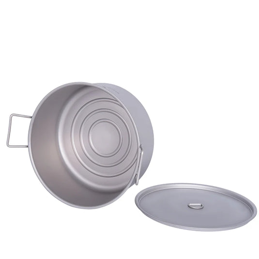 Titanium 5L Camping Stockpot | Large Capacity Outdoor Cookware | Hiking Picnic Soup Pot