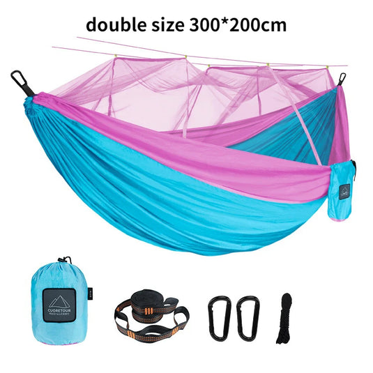 Leaftour Portable Hammock with Mosquito Net – Single & Double Sizes for Travel and Outdoor Camping
