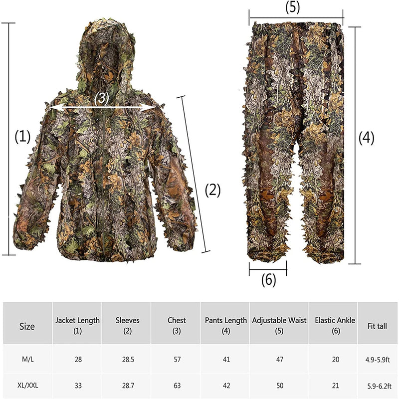 Load image into Gallery viewer, Hunting Ghillie Suit 3D Leafy Camo Military and Shooting Accessories Tactical Gear Clothing for Airsoft Wildlife Photography
