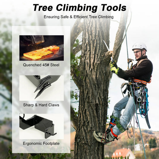 Tree / Pole Climbing Spikes Set Belt Rope Safety Lanyard with Carabiner 2 Gear Adjustable Lanyard Rope