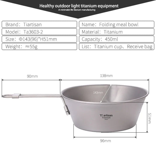 Titanium Sierra Cup | Ultralight Foldable Camping Bowl | 300ml & 450ml Outdoor Hot Cold Cup