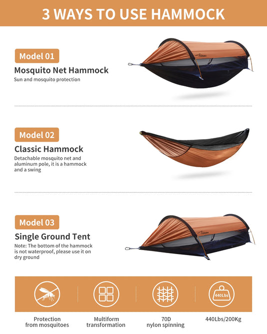 2-Person Hammock with Net & Sunshade – Lightweight Outdoor Camping Setup